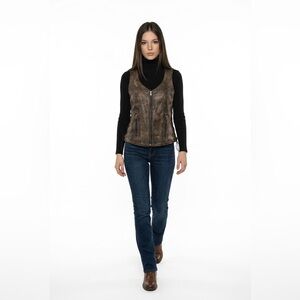 Xelement XS3900 'Bella' Distressed Leather Motorcycle Rider Vest Women Size S